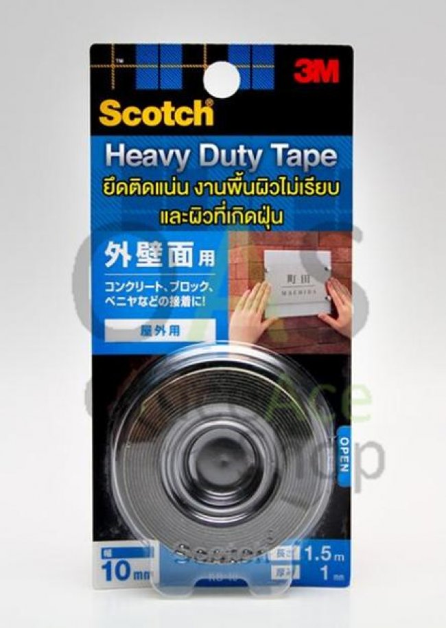 สก๊อตช์® เทปกาวสองหน้าแรงยึดติดสูง สำหรับพื้นผิวไม่เรียบ เกิดฝุ่น Scotch® Heavy Duty Tape, Kb-10, Out Sidewall