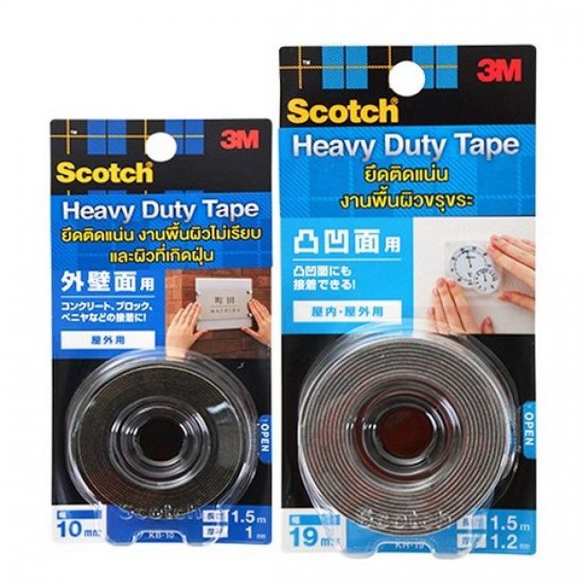 สก๊อตช์® เทปกาวสองหน้าแรงยึดติดสูง สำหรับพื้นผิวขรุขระ Scotch® Heavy Duty Tap, Kh-19, Rough Surface